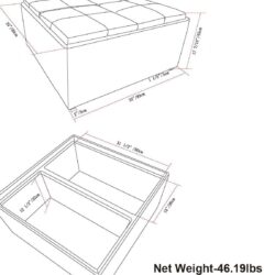Avalon - Square Coffee Table Storage Ottoman - Cloud Gray