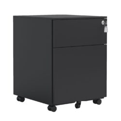 2 Drawer Mobile File Cabinet With Lock Steel File Cabinet For Legal / Letter / A4 / F4 Size/ Home / Office Design - Black