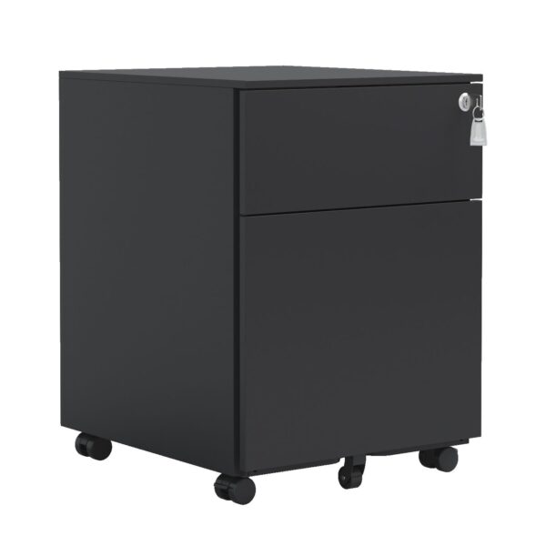 2 Drawer Mobile File Cabinet With Lock Steel File Cabinet For Legal / Letter / A4 / F4 Size/ Home / Office Design - Black