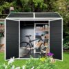 Resin Outdoor Storage Shed With Two-Window And Double-Door, Plastic Shed With Floor For Gargen, Patio, Yard, Lawn - Black - Image 2