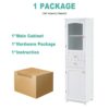 Tall Bathroom Storage Cabinet With Glass Doors, Free-Standing, Two Drawers, And Adjustable Shelves, MDF Board, Painted Perfect For Displaying Your Favorite Items - White - Image 10