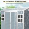 8 X 4Ft Resin Outdoor Storage Shed With Two - Window And Double - Door, Plastic Shed With Floor For Gargen, Patio, Yard, Lawn - Gray - Image 7