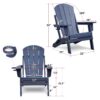 Folding Outdoor Adirondack Chair (Set of 2) And Table Set, Hdpe All-Weather Folding Fire Pit Chair, Ergonomic Design Patio Lawn Chair For Outside Deck Garden Backyardf Balcony - Navy Blue - Image 13