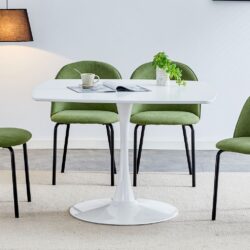 5 Pieces Dining Set, Table Metal Leg Mid-Century Dining Table For 4 - 6 People With MDF Table Top, Pedestal Dining Table, End Table Leisure Coffee Table - Army Green