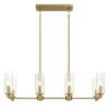 Willow - 8 Lights Island With Clear Ribbed Pendant Lamp Satin - Antique Brass / Clear / Gold - Image 3