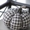 Plaid Pumpkin Decor, For Holiday Halloween Decoration (Set of 2) - Black / White - Image 8