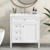 Bathroom Vanity & Top Sink, Modern Bathroom Storage Cabinet, 2 Drawers And A Tip-Out Drawer, Single Sink Bathroom Vanity - White - Image 16
