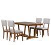 Topmax - 5 Piece Rustic Dining Table Set With 4 Upholstered Chairs, Rectangular Dining Table With Trestle Table Base - Walnut - Image 9