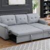 Lexi - Vegan Leather Modern Reversible Sleeper Sectional Sofa With Storage Chaise - Gray - Image 7