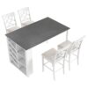 Topmax - 5 Piece Updated Counter Height Solid Wood Dining Table Set, Table With Curved Wine Rack And 4 Upholstered Chairs - White - Image 7