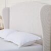 Windsor - Queen Tall Headboard Upholstered Wingback, Premium Textured, Minimalist Designs No Box Spring Needed - Ivory - Image 11
