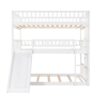 Full Over Full Over Full Triple Bed With Built-In Ladder And Slide, Triple Bunk Bed With Guardrails - White - Image 2