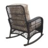 3 Pieces Conversation Set, Outdoor Wicker Rocker Patio Bistro Set, Rocking Chair With Glass Top Side Table - Brown / Beige - Image 8