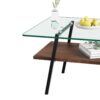Rectangle Coffee Table, Tempered Glass Tabletop With Metal Legs, Modern Table For Living Room, Transparent Glass - Dark Brown - Image 5