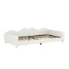 Twin Size Upholstered Daybed, Sherpa Fabric Sofabed With Cloud-Shaped Backrest, No Box - Spring Needed - White - Image 9