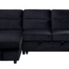 Ivy - Velvet Reversible Sleeper Sectional Sofa With Storage Chaise And Side Pocket - Black - Image 2