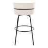 Cinch - Glam / Art Deco Fixed Height Barstool With Swivel With Round Footrest (Set of 2) - Black / Cream - Image 5