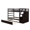 Twin Over Twin Bunk Bed With Twin Size Trundle And 3 Storage Stairs - Espresso - Image 4