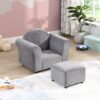 Kids Recliner Chair, Kids Upholstered Couch With Ottoman - Gray - Image 17
