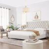 Manhattan - King Shelter Platform Bed Frame - Light Beige - Image 9