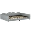 Full Size Upholstered Daybed, Sherpa Fabric Sofabed With Cloud-Shaped Backrest, No Box - Spring Needed - Gray - Image 6