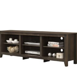 Benito - Wide TV Stand With Open Shelves And Cable Management - Dark Dusty Brown
