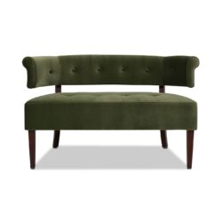 Jared - Roll Arm Tufted Bench Settee - Olive Green