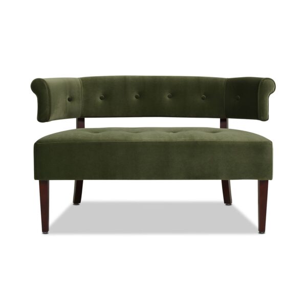 Jared - Roll Arm Tufted Bench Settee - Olive Green