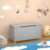 Kids Wooden Toy Box Storage With Safety Hinged Lid For Ages 2+ - Gray - Image 4