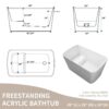 49'' Acrylic Freestanding Soaking Bathtub, Square-Shape Japanese Soaking Hot Tub, Sit-In Design With Chrome Overflow And Drain For Express Delivery 23Amazing-49 (W1920P179228) - Glossy White - Image 6