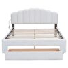 Queen Size Upholstered Platform Bed With Drawer - White - Image 2