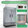 54" Commercial Refrigerator 49 Cu.Ft With 2 Solid Door Reach-In Refrigerators Stainless Steel Etl Approved Upright Fridge Storage - Silver - Image 4