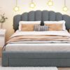 Queen Size Upholstered Platform Bed With Drawer - Gray - Image 13