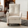 Accent Rocking Chair & Footrest High Back Rubber Wood Rocking Legs Bedroom Living Space - Beige - Image 11