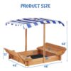 Kids Sandbox With Adjustable Cover, Sand Box With 2 Foldable Bench Seats, Outdoor Sandpit For Backyard Play - Light Brown - Image 3