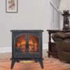 24" 3D Flame Electric Infrared Quartz Fireplace Stove With Remote Control - Antique Black - Image 2