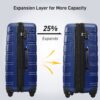 3 Piece Luggage Set Hardside Spinner Suitcase With Tsa Lock 20" 24" 28" Available - Blue - Image 3