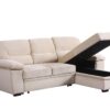 Kipling - Velvet Fabric Reversible Sleeper Sectional Sofa Chaise - Beige - Image 4