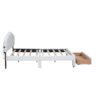 Queen Size Upholstered Platform Bed With Drawer - White - Image 4
