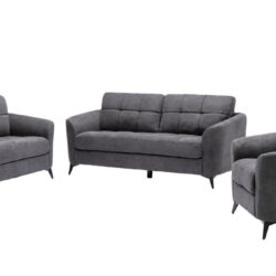 Callie - Woven Fabric Sofa Loveseat Chair Living Room (Set of 3) - Gray