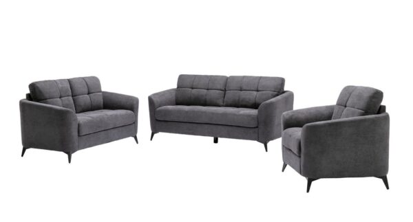 Callie - Woven Fabric Sofa Loveseat Chair Living Room (Set of 3) - Gray