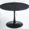 42.1" Tulip Table Mid-Century Dining Table For 4-6 People With Round MDF Table Top, Pedestal Dining Table, End Table Leisure Coffee Table - Black - Image 9
