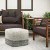 Macie - Square Woven Outdoor / Indoor Pouf - Gray / White - Image 5
