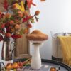 Mushroom Holiday Ornament, For Harvest Festival Fall Festival & Thanksgiving Table Decorations (Set of 2) - Beige / Orange - Image 2