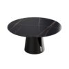 Modern Artificial Stone Round Carbon Steel Base Dining Table, Can Accommodate 6 People - Black / Gold - Image 9