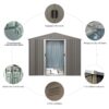 8X10Ft Outdoor Metal Storage Shed - Gray - Image 8