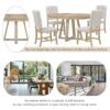 5 Piece Retro Functional Dining Set, Round Table With Leaf And 4 Upholstered Chairs For Dining Room And Living Room - Natural - Image 8