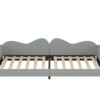 Twin Size Upholstered Daybed, Sherpa Fabric Sofabed With Cloud-Shaped Backrest, No Box - Spring Needed - Gray - Image 12