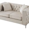Chic Contemporary Loveseat - Ivory - Image 2