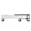 Modern Extendable TV Stand For TVs Up To 75", Entertainment Center Media Console With 3 Drawers, Metal Adjustable Legs For Living Room - White / Black - Image 20